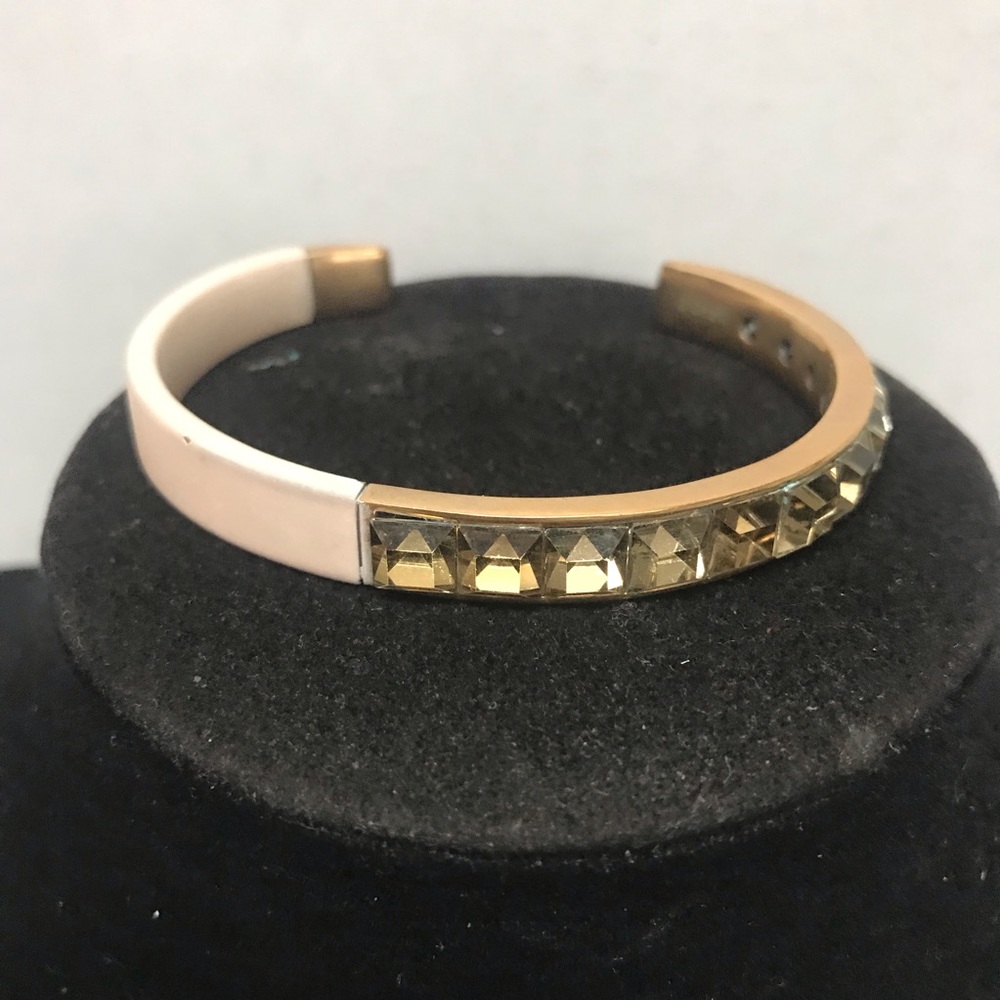 J Crew Nude and Rhinestone Brass Cuff